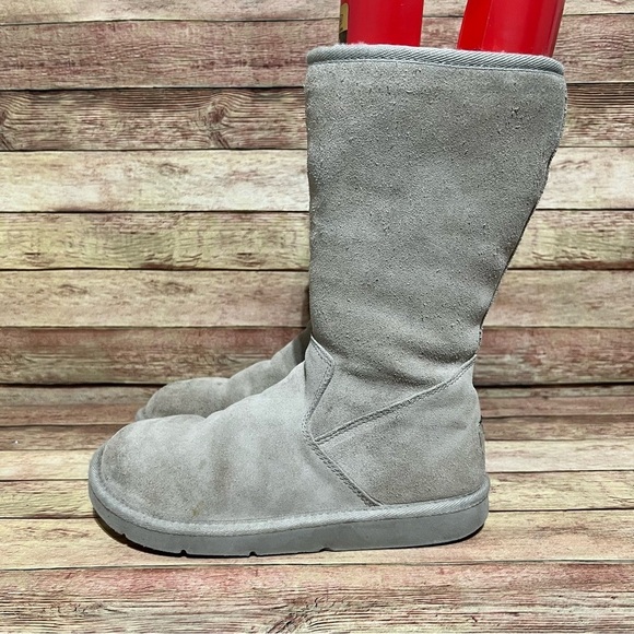Ugg Grey Suede Side Zip Winter Boots - Picture 1 of 10